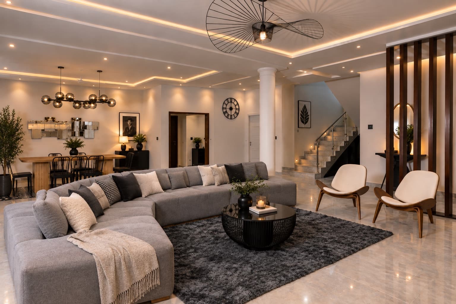 The main lounge at Baobab Nook in the evening
